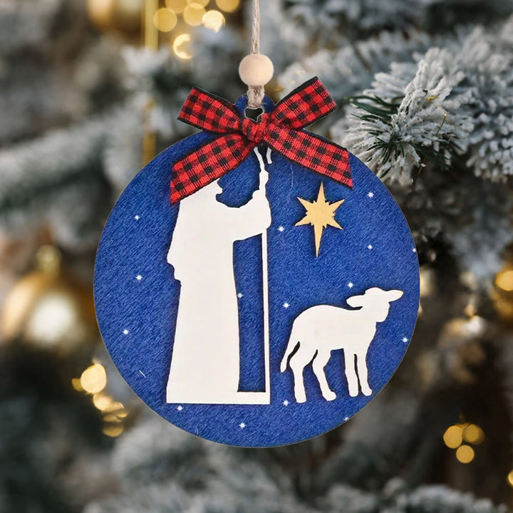Christianartworkshop Klassischer Stil Heilige Nacht Hirten Lamm Stern Weihnachtskrippe Hängende Ornamente - image 3