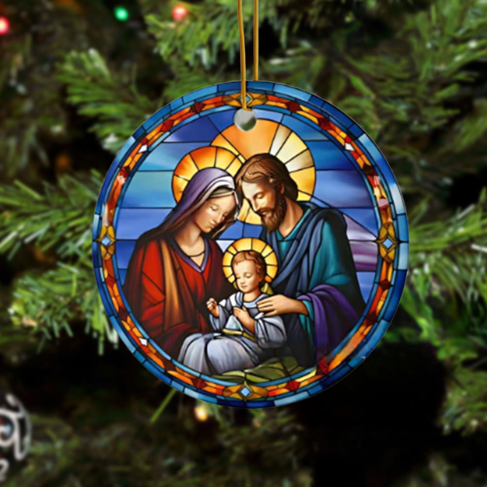 Christianartworkshop Buntglas-Stile Heilige Familie Weihnachten Bunte Hängende Ornamente A - Keramik - image 0