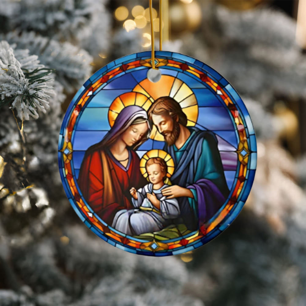 Christianartworkshop Buntglas-Stile Heilige Familie Weihnachten Bunte Hängende Ornamente A - image 3