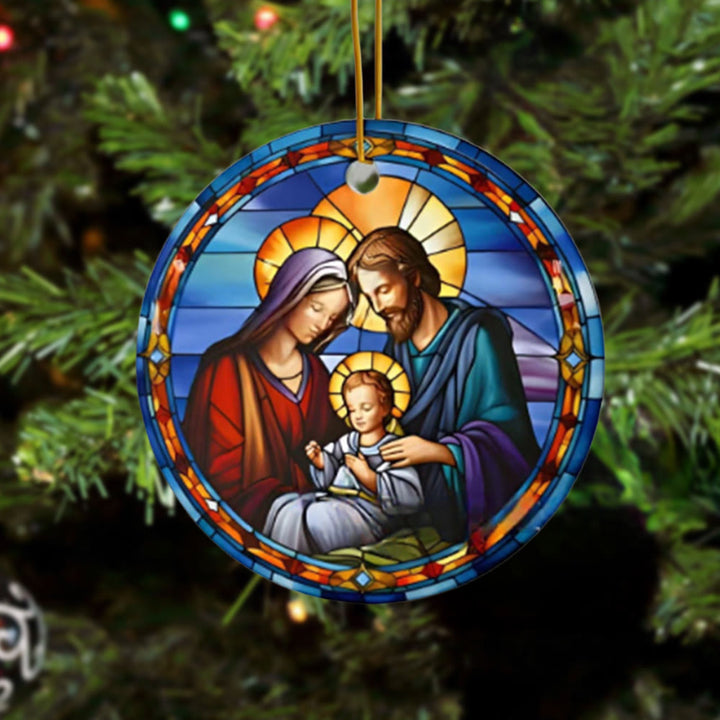 Christianartworkshop Buntglas-Stile Heilige Familie Weihnachten Bunte Hängende Ornamente A - Keramik - image 0