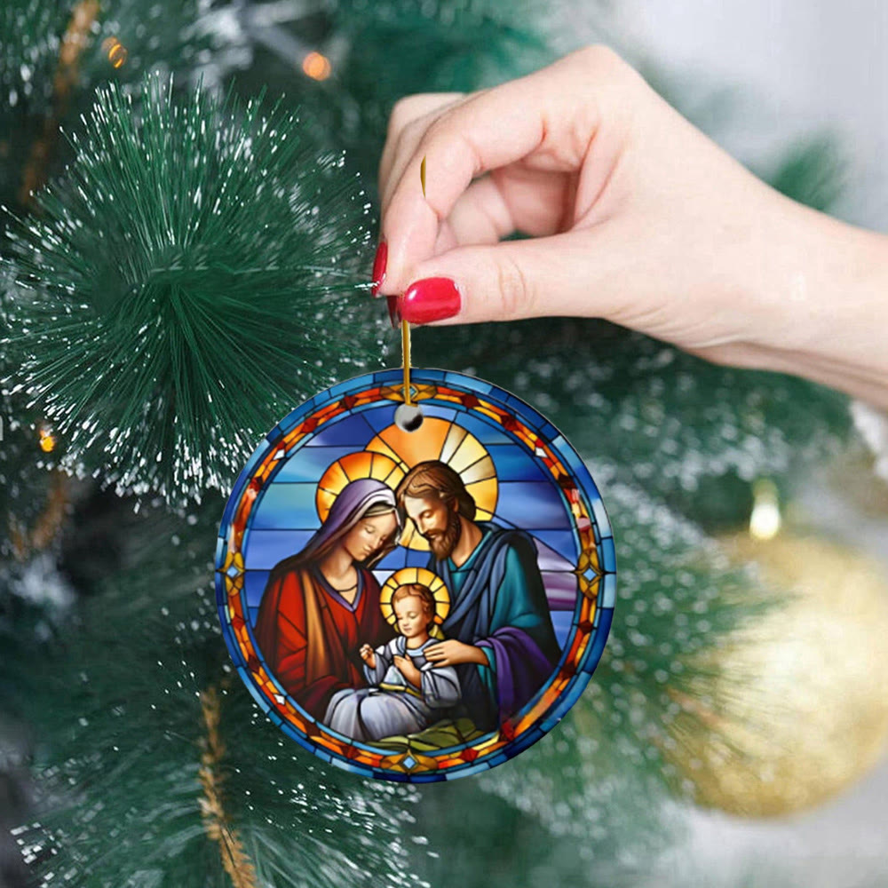 Christianartworkshop Buntglas-Stile Heilige Familie Weihnachten Bunte Hängende Ornamente A - image 2