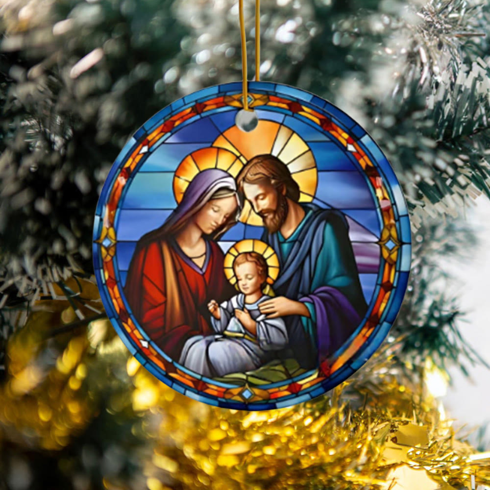 Christianartworkshop Buntglas-Stile Heilige Familie Weihnachten Bunte Hängende Ornamente A - image 4