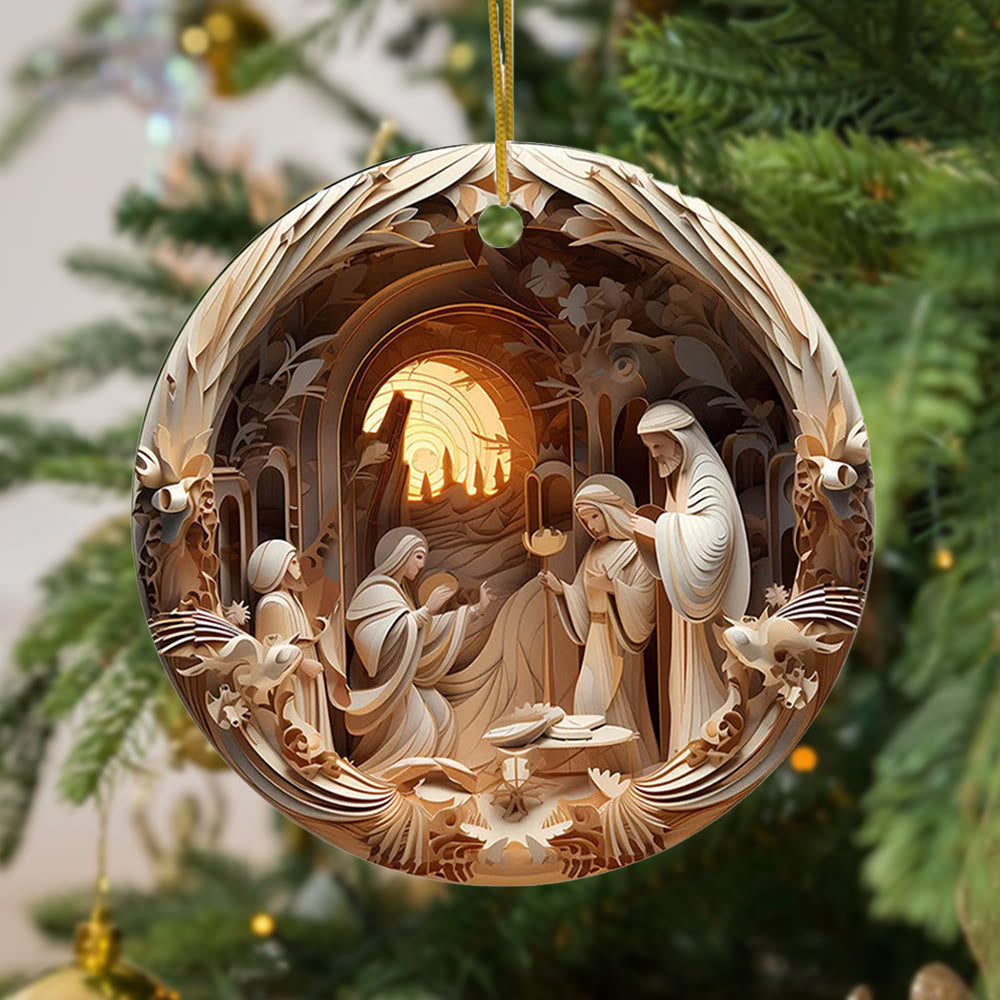 Christianartworkshop Skulpturaler Stil Krippe Weihnachten Hängende Ornamente C - Keramik - image 0
