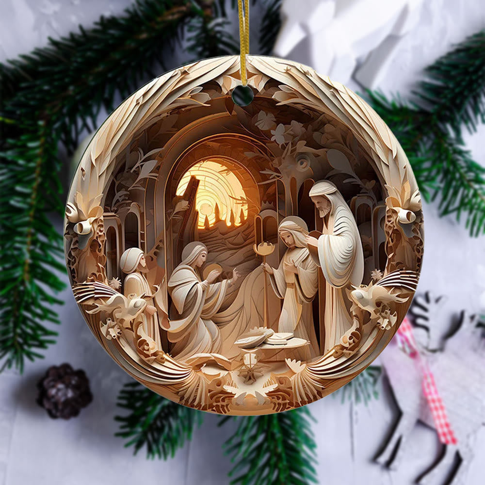 Christianartworkshop Skulpturaler Stil Krippe Weihnachten Hängende Ornamente C - image 1