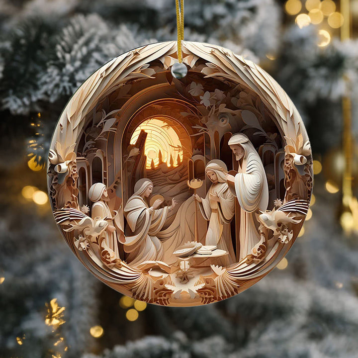 Christianartworkshop Skulpturaler Stil Krippe Weihnachten Hängende Ornamente C - image 4