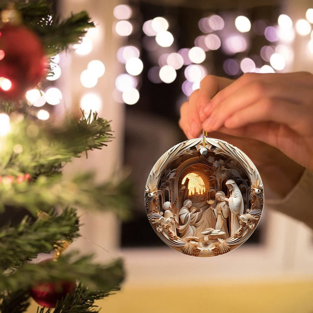 Christianartworkshop Skulpturaler Stil Krippe Weihnachten Hängende Ornamente C - image 2