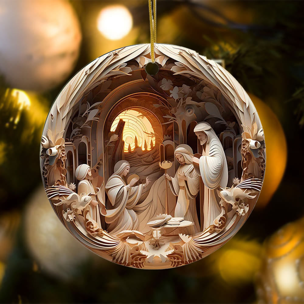 Christianartworkshop Skulpturaler Stil Krippe Weihnachten Hängende Ornamente C - image 3