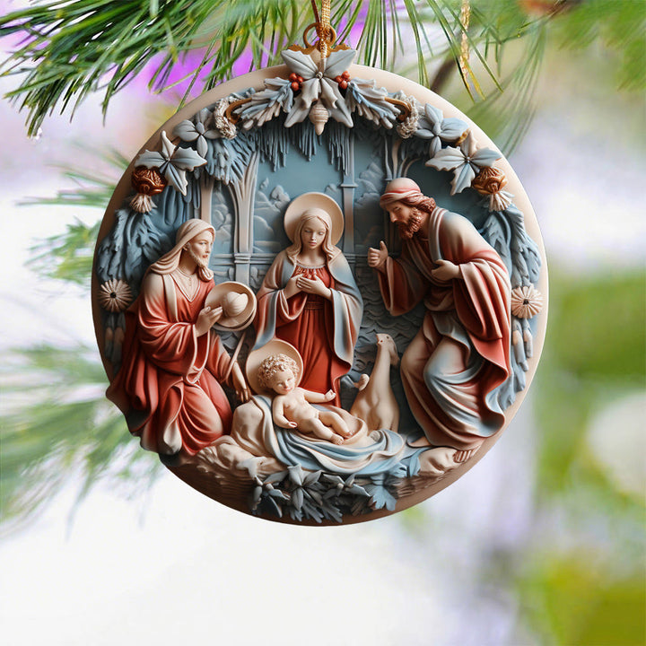 Christianartworkshop Weihnachtskrippe im Retro-Stil, hängende Ornamente, A - image 4