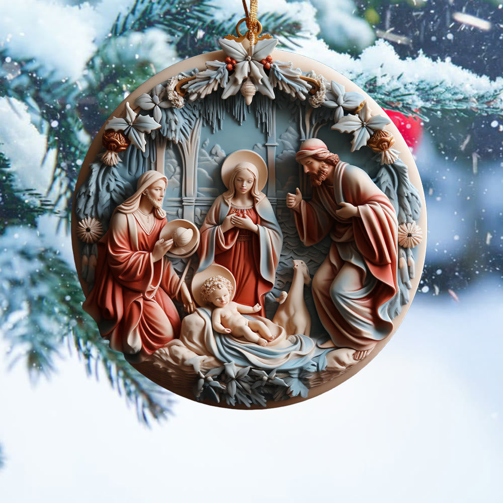 Christianartworkshop Weihnachtskrippe im Retro-Stil, hängende Ornamente, A - image 1
