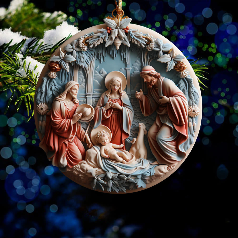 Christianartworkshop Weihnachtskrippe im Retro-Stil, hängende Ornamente, A - image 5
