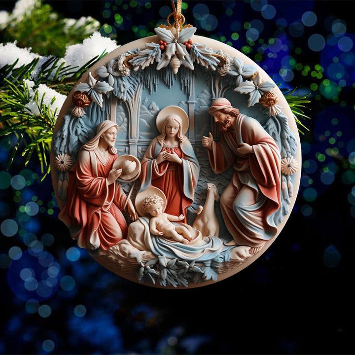 Christianartworkshop Weihnachtskrippe im Retro-Stil, hängende Ornamente, A - image 5