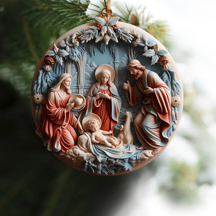 Christianartworkshop Weihnachtskrippe im Retro-Stil, hängende Ornamente, A - image 3