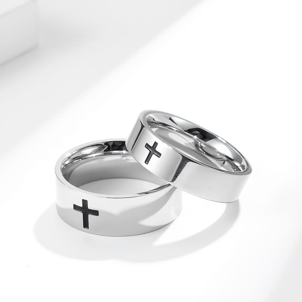 Christianartworkshop Zweifarbige minimalistische Kreuzringe: Faith - Inspired Fashion - image 4