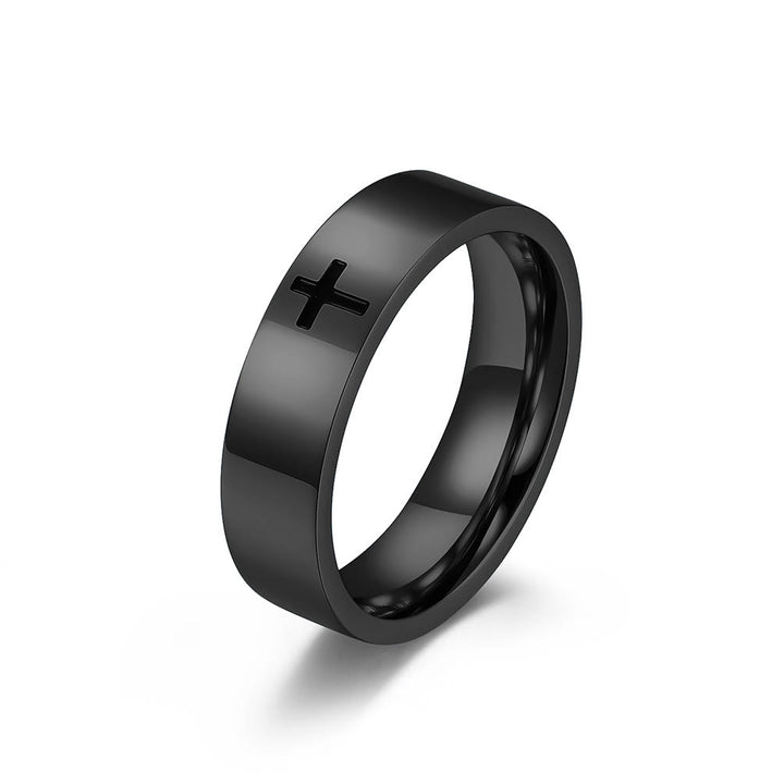 Christianartworkshop Zweifarbige minimalistische Kreuzringe: Faith - Inspired Fashion - Schwarz - 6 MM - US12 - image 6