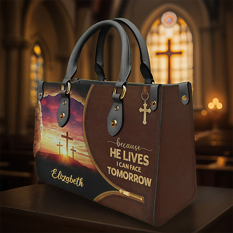 Christianartworkshop Elegante, personalisierte Lederhandtasche mit täglicher Erinnerung: Glaube, um morgen ins Auge zu blicken - XL - Normal (keine Sonderanfertigung) - image 0