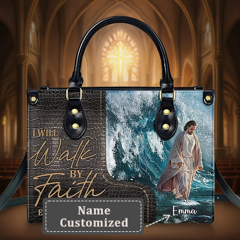 Christianartworkshop Spiritueller Glaube, personalisierte Lederhandtasche mit Jesus-Kunst: Tragen Sie göttliche Inspiration - XL - Name individuell gestaltet - image 1