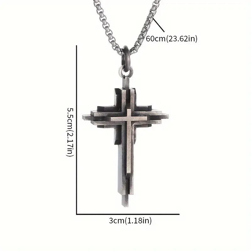 Christianartworkshop Strukturierte Kreuzkette aus Legierung: Moderner mehrschichtiger Glaubensschmuck - image 4