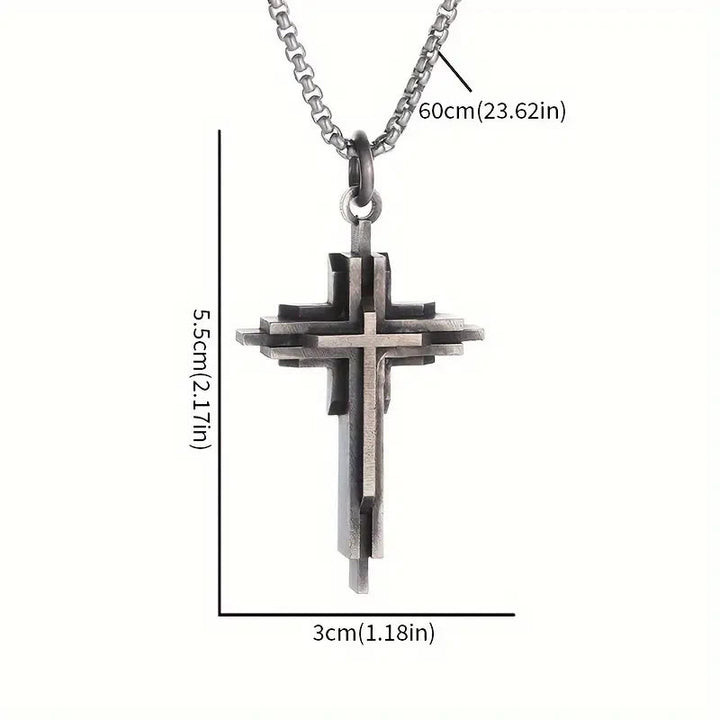 Christianartworkshop Strukturierte Kreuzkette aus Legierung: Moderner mehrschichtiger Glaubensschmuck - image 4