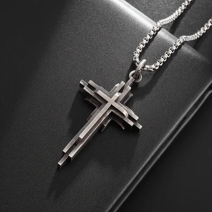 Christianartworkshop Strukturierte Kreuzkette aus Legierung: Moderner mehrschichtiger Glaubensschmuck - image 3