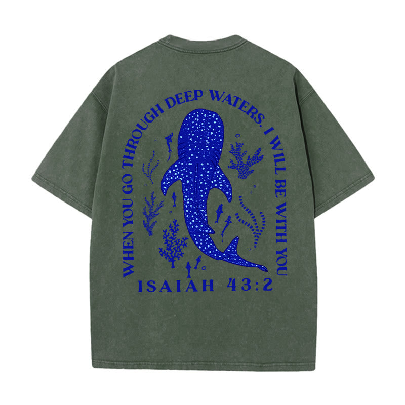 Christianartworkshop „I Will Be With You“ doppelseitig gewaschenes christliches T-Shirt - Armeegrün - 5XL - image 10