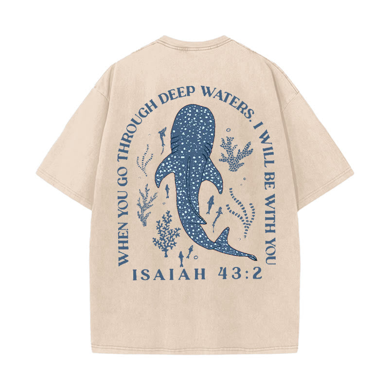 Christianartworkshop „I Will Be With You“ doppelseitig gewaschenes christliches T-Shirt - Aprikose - 5XL - image 4