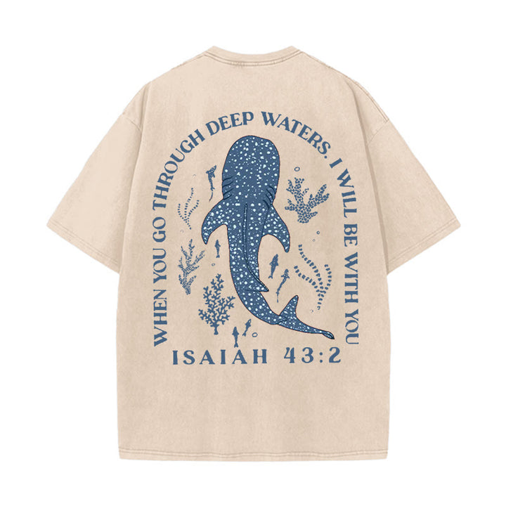 Christianartworkshop „I Will Be With You“ doppelseitig gewaschenes christliches T-Shirt - Aprikose - 5XL - image 4