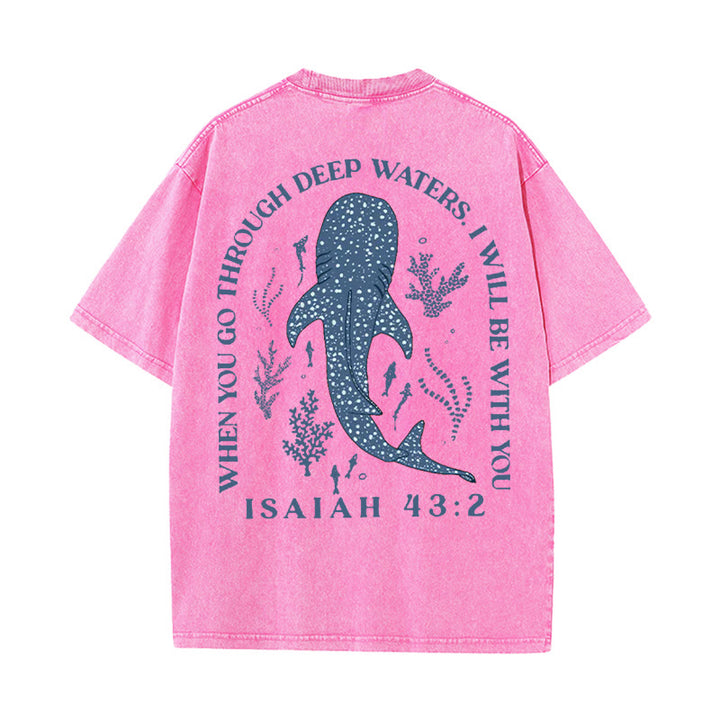 Christianartworkshop „I Will Be With You“ doppelseitig gewaschenes christliches T-Shirt - Rosa - 5XL - image 16