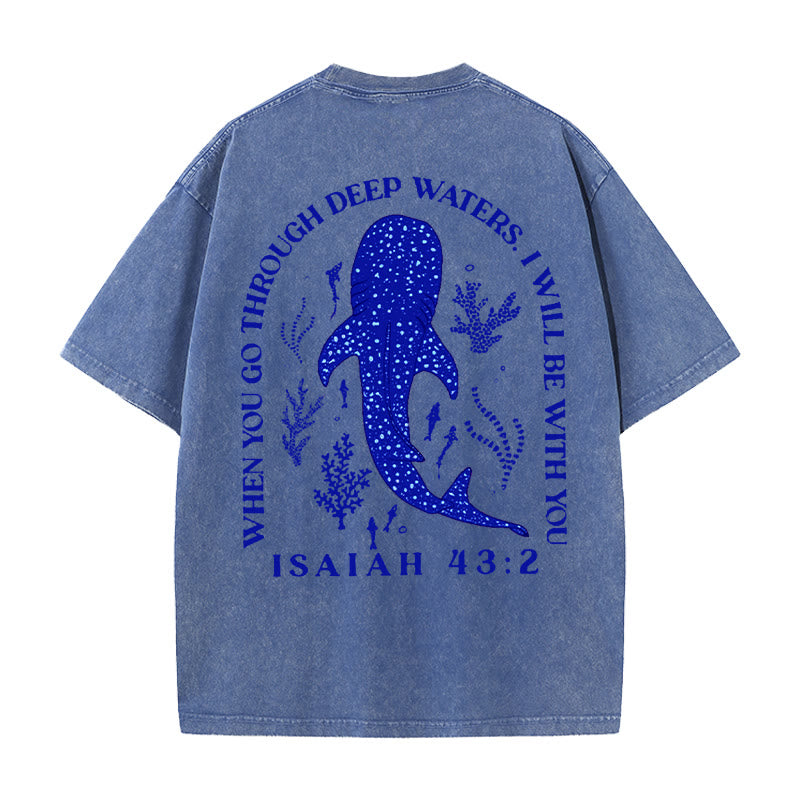 Christianartworkshop „I Will Be With You“ doppelseitig gewaschenes christliches T-Shirt - Marineblau - 5XL - image 12