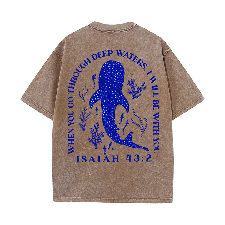 Christianartworkshop „I Will Be With You“ doppelseitig gewaschenes christliches T-Shirt - Kaffee - 5XL - image 6