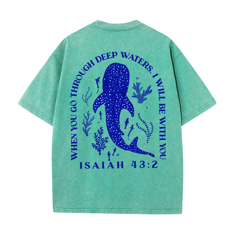 Christianartworkshop „I Will Be With You“ doppelseitig gewaschenes christliches T-Shirt - Grün - 5XL - image 8