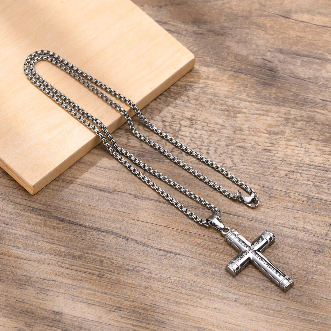 Christianartworkshop Mehrfarbige Kreuzkette mit Schriftzug: Personalisierte Glaubenskleidung - image 2