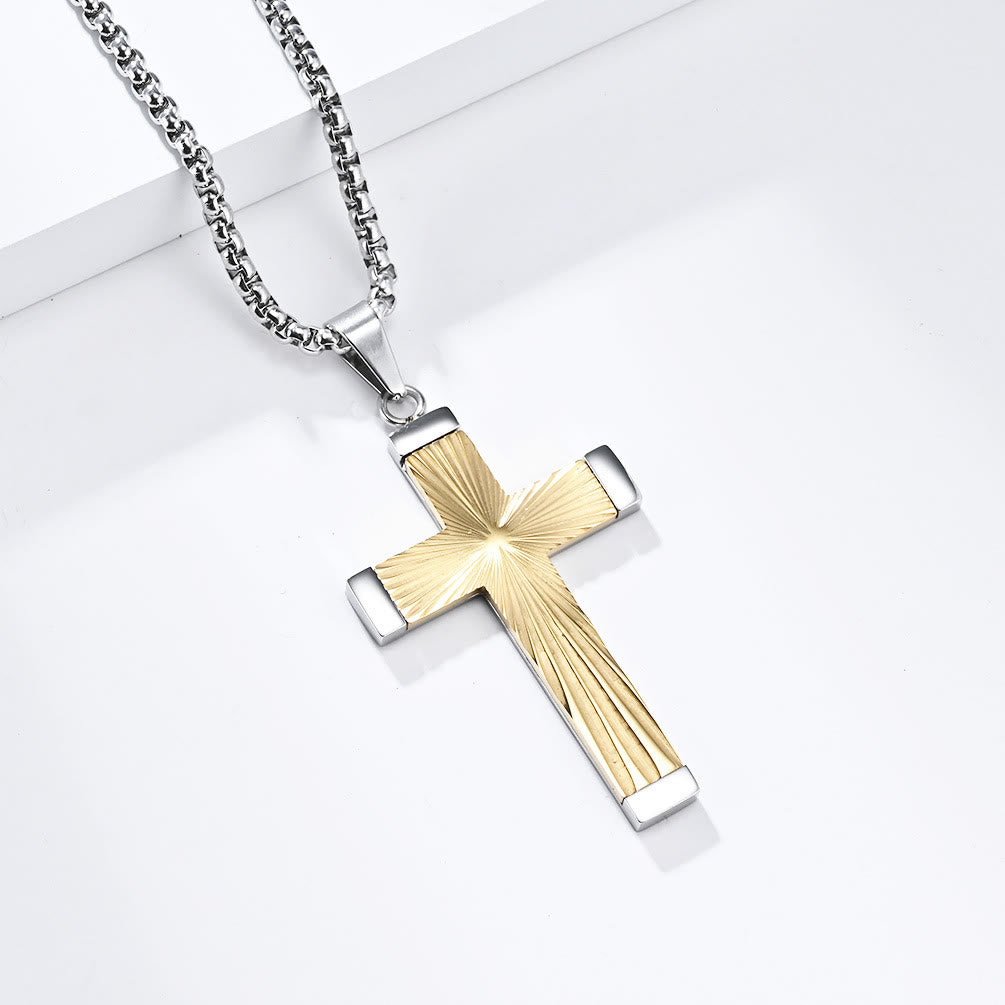 Christianartworkshop Dreifarbiger strahlender Kreuzanhänger: Eine Fusion aus Kunst und Glauben - Golden - image 2