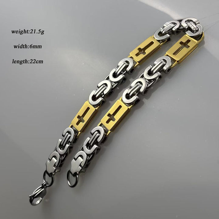 Christianartworkshop Dreifarbiges Kreuz – Halskette und Armband mit eingebetteter Kette: Mutiges Glaubensbekenntnis - Armband - Golden und Silber - 6 MM - image 11