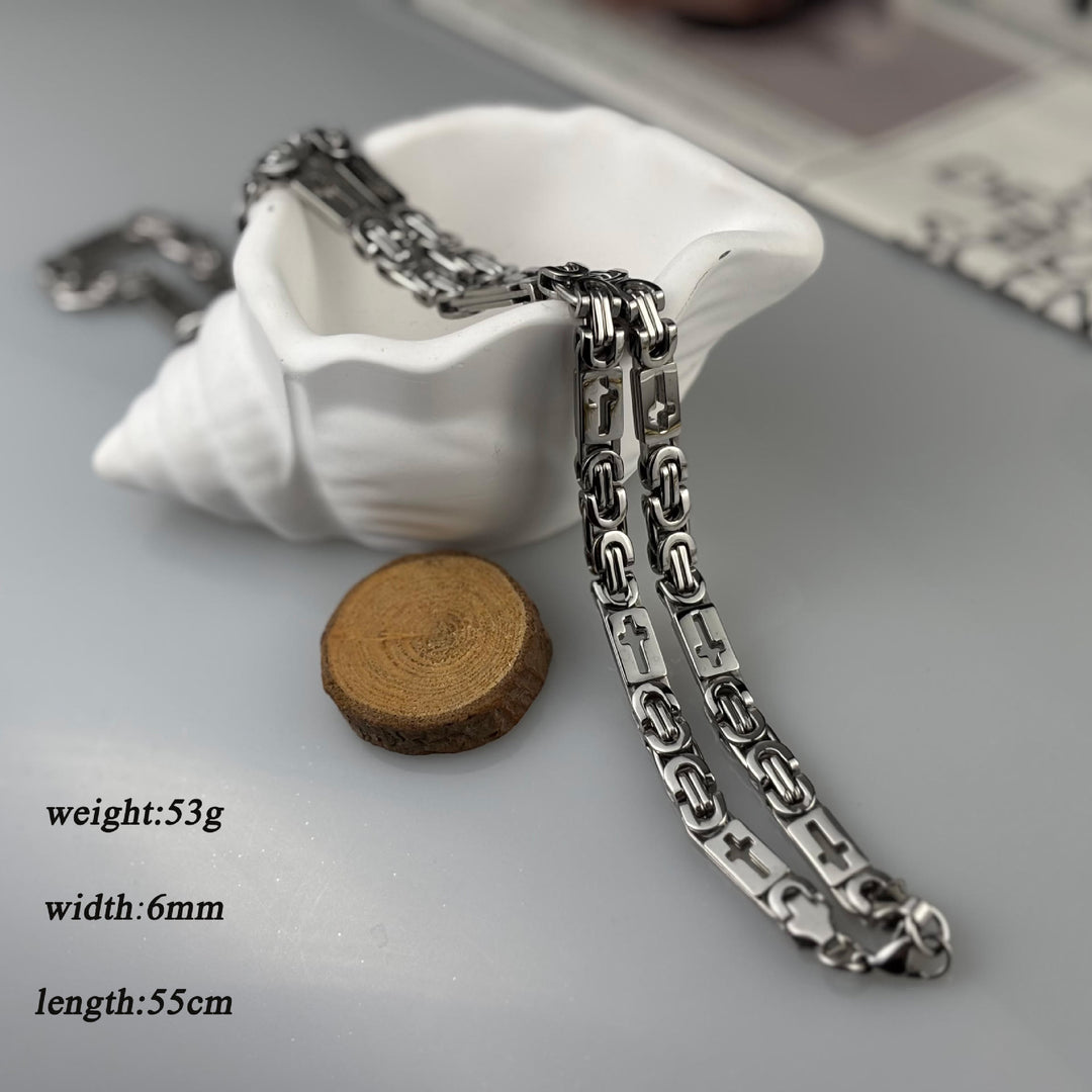 Christianartworkshop Dreifarbiges Kreuz – Halskette und Armband mit eingebetteter Kette: Mutiges Glaubensbekenntnis - Halskette - Silber - 6 MM - image 5