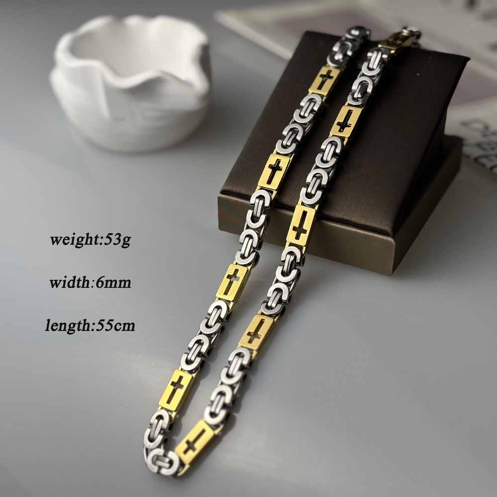 Christianartworkshop Dreifarbiges Kreuz – Halskette und Armband mit integrierter Kette: Ausdrucksstarkes Glaubensbekenntnis - Halskette - Gold und Silber - 6 mm - image 1
