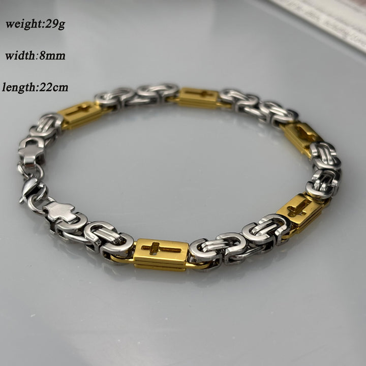Christianartworkshop Dreifarbiges Kreuz – Halskette und Armband mit eingebetteter Kette: Mutiges Glaubensbekenntnis - Armband - Golden und Silber - 8 MM - image 12