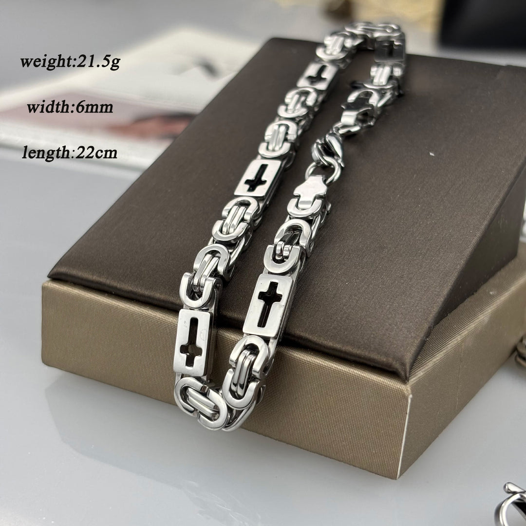 Christianartworkshop Dreifarbiges Kreuz – Halskette und Armband mit eingebetteter Kette: Mutiges Glaubensbekenntnis - Armband - Silber - 6 MM - image 9