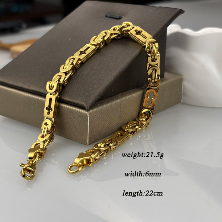 Christianartworkshop Dreifarbiges Kreuz – Halskette und Armband mit eingebetteter Kette: Mutiges Glaubensbekenntnis - Armband - Golden - 6 MM - image 7