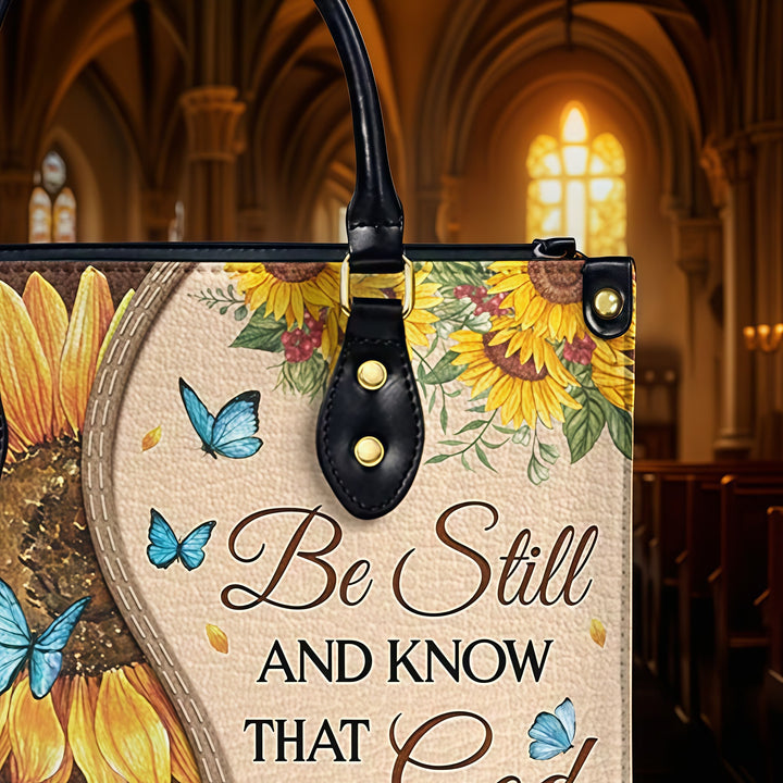 Christianartworkshop Sonnenblume – Schmetterling Personalisierte Lederhandtasche mit biblischer Inspiration - image 6