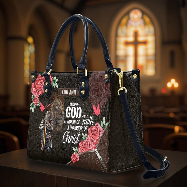 Christianartworkshop Personalisierte Lederhandtasche mit floralem Kriegermotiv, Löwe von Juda - image 6