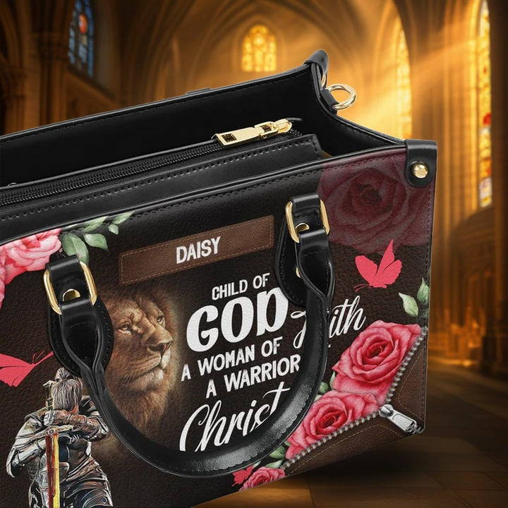 Christianartworkshop Personalisierte Lederhandtasche mit floralem Kriegermotiv, Löwe von Juda - image 7