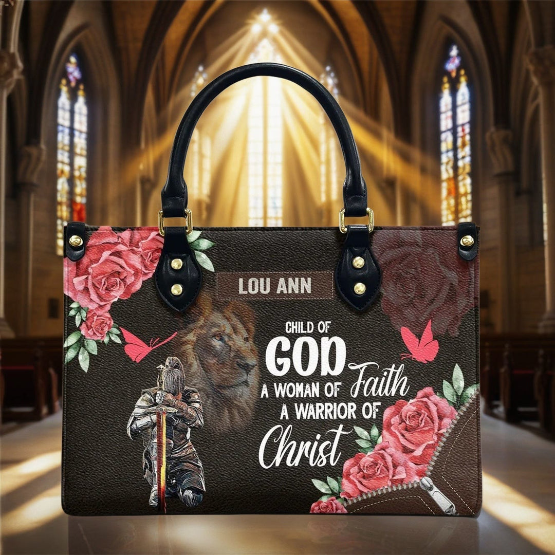 Christianartworkshop Personalisierte Lederhandtasche mit floralem Kriegermotiv, Löwe von Juda - XL - Normal (keine Sonderanfertigung) - image 0