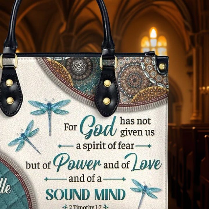 Christianartworkshop Glaube & Natur Personalisierte Lederhandtasche: Kreuz, Libellen & Bibelvers - image 8