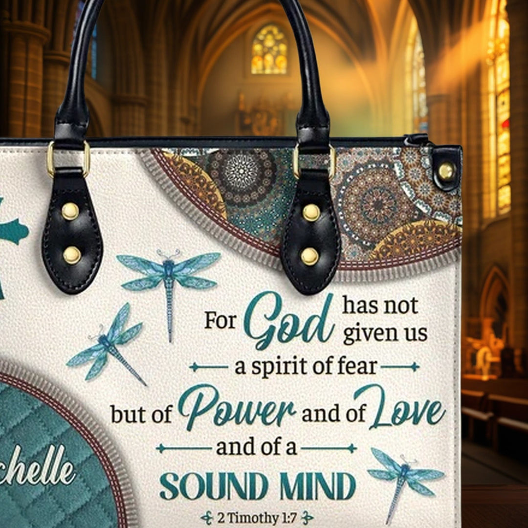 Christianartworkshop Glaube & Natur Personalisierte Lederhandtasche: Kreuz, Libellen & Bibelvers - image 7