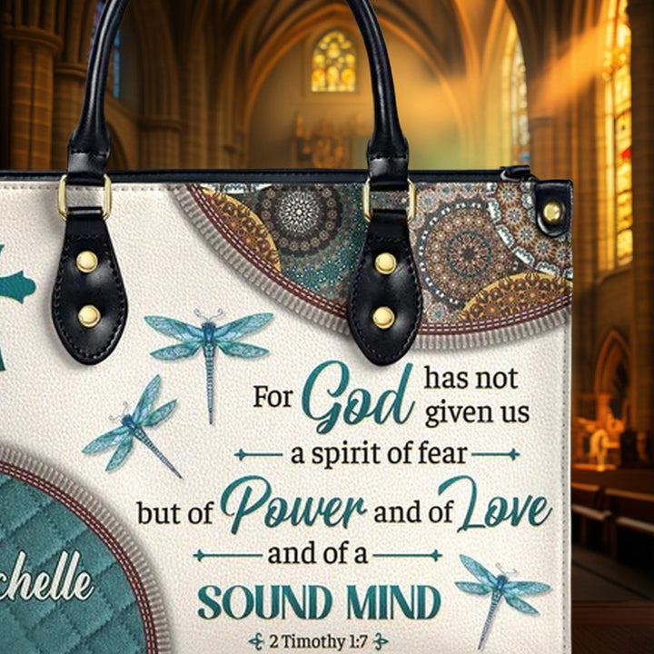 Christianartworkshop Glaube & Natur Personalisierte Lederhandtasche: Kreuz, Libellen & Bibelvers - image 7