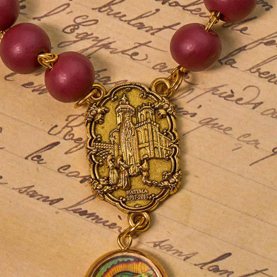 Christianartworkshop Rosenkranz „Unsere Liebe Frau von Guadalupe“, Burgunderrot, Eleganz, mit Fatima-Medaille - image 7