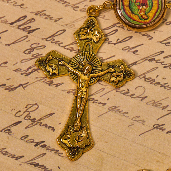 Christianartworkshop Rosenkranz „Unsere Liebe Frau von Guadalupe“, Burgunderrot, Eleganz, mit Fatima-Medaille - image 8