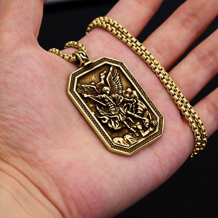 Christianartworkshop Klassische Halskette mit Anhänger aus Edelstahl – Schutzsymbol des Erzengels Michael - image 8