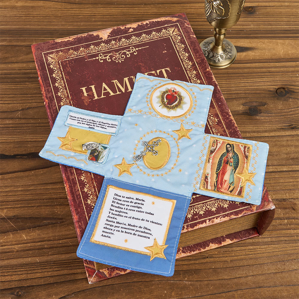 Christianartworkshop 4-farbig bestickter Stofftaschenschrein mit silbernem Kreuz (im Lieferumfang enthalten) - image 11