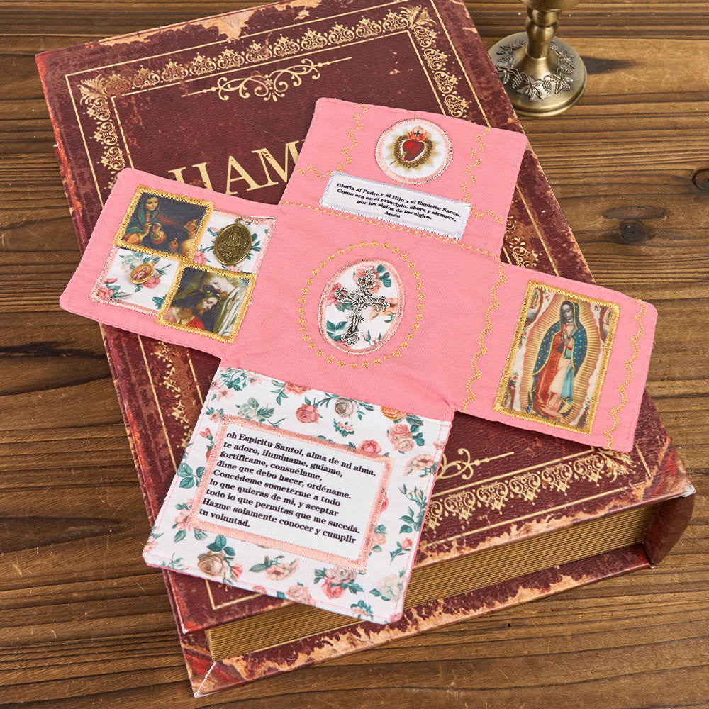 Christianartworkshop 4-farbig bestickter Stofftaschenschrein mit silbernem Kreuz (im Lieferumfang enthalten) - image 9